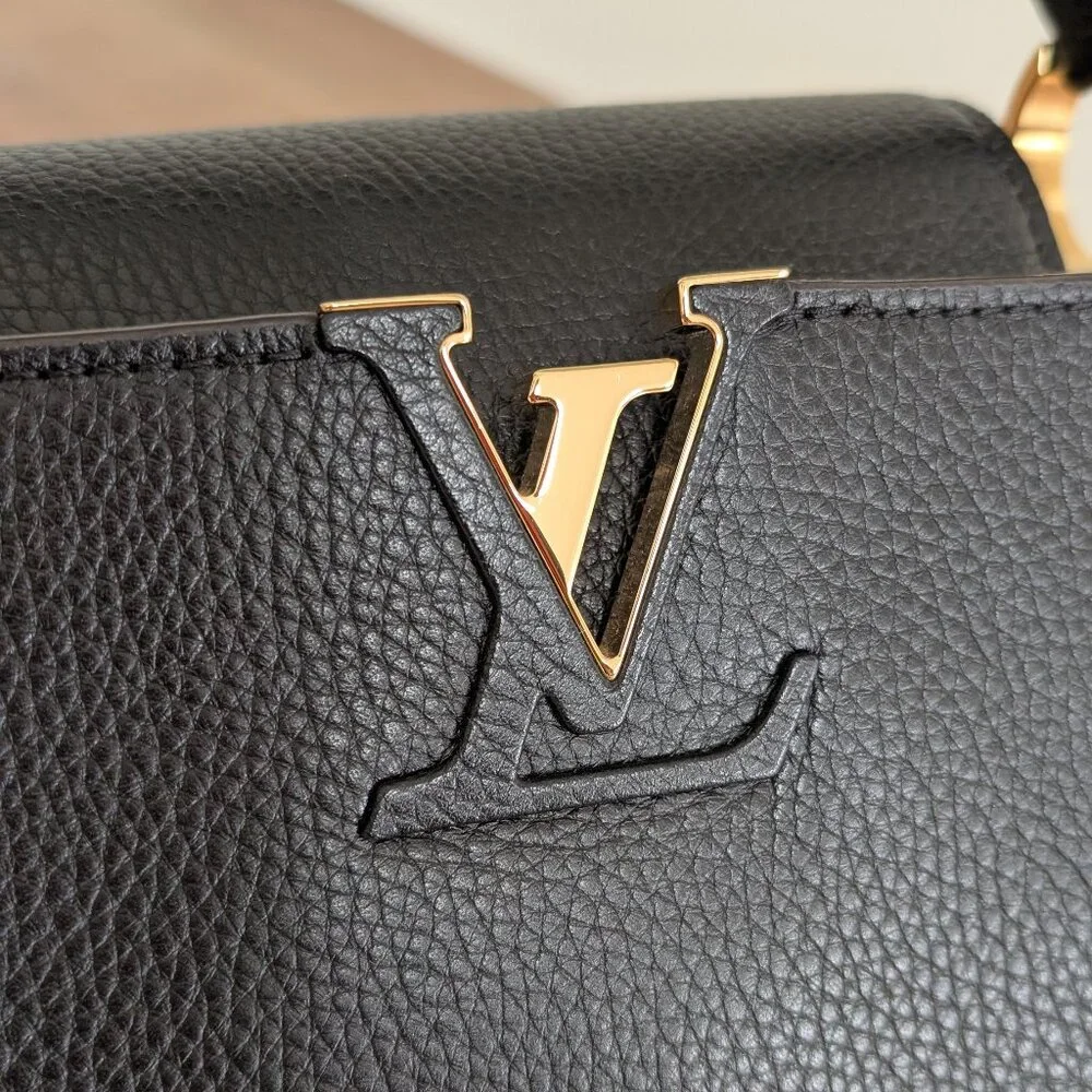 Louis Vuitton Taurillon Capucines PM Black Fuchsia